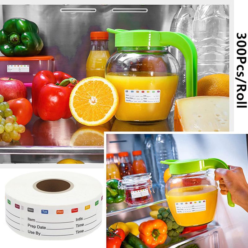 Snacks Food Labels - 300Pcs/Roll Kitchen Date Food Sticker Label