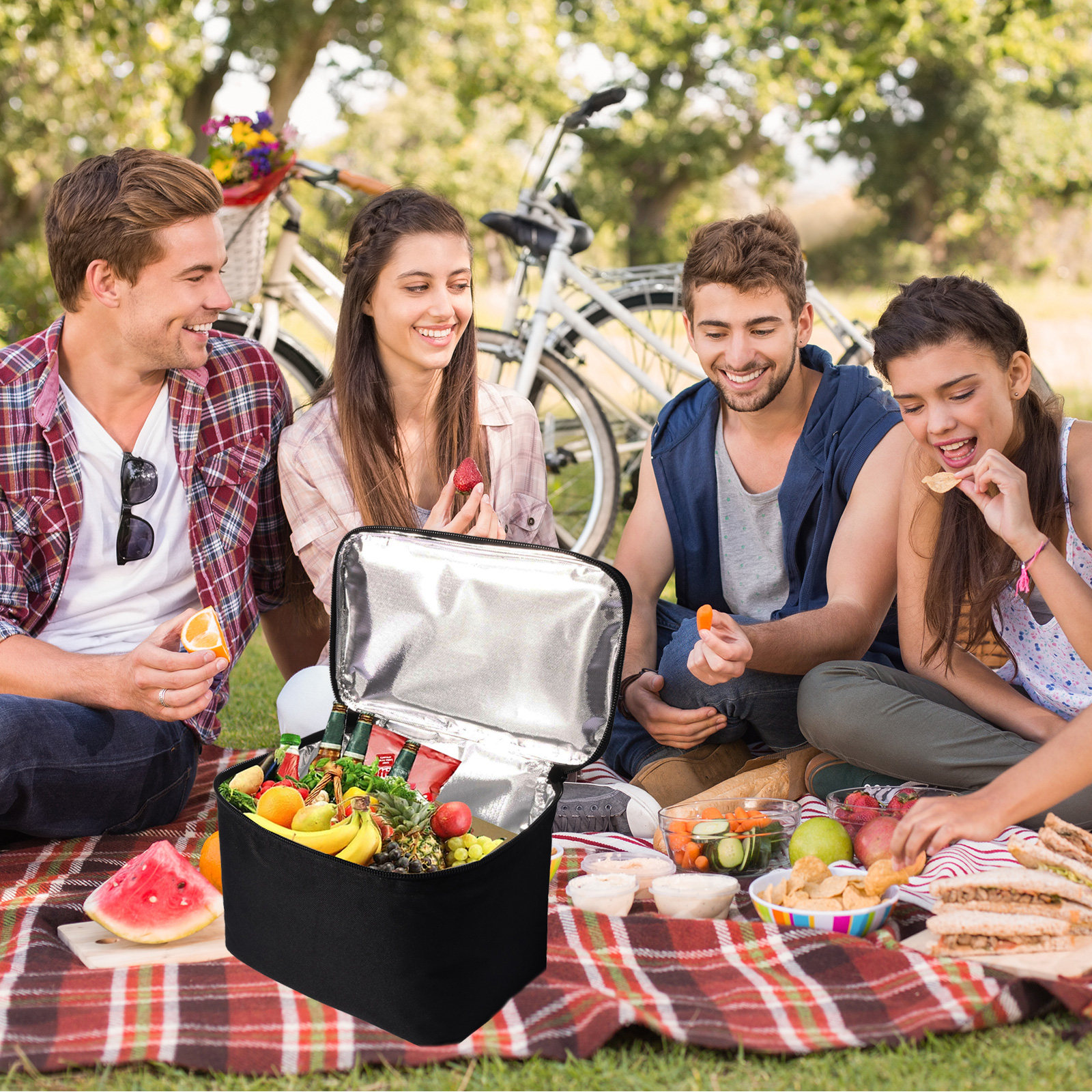 Food Grocery Snacks - Insulated Lunch Bag with Smooth Zipper