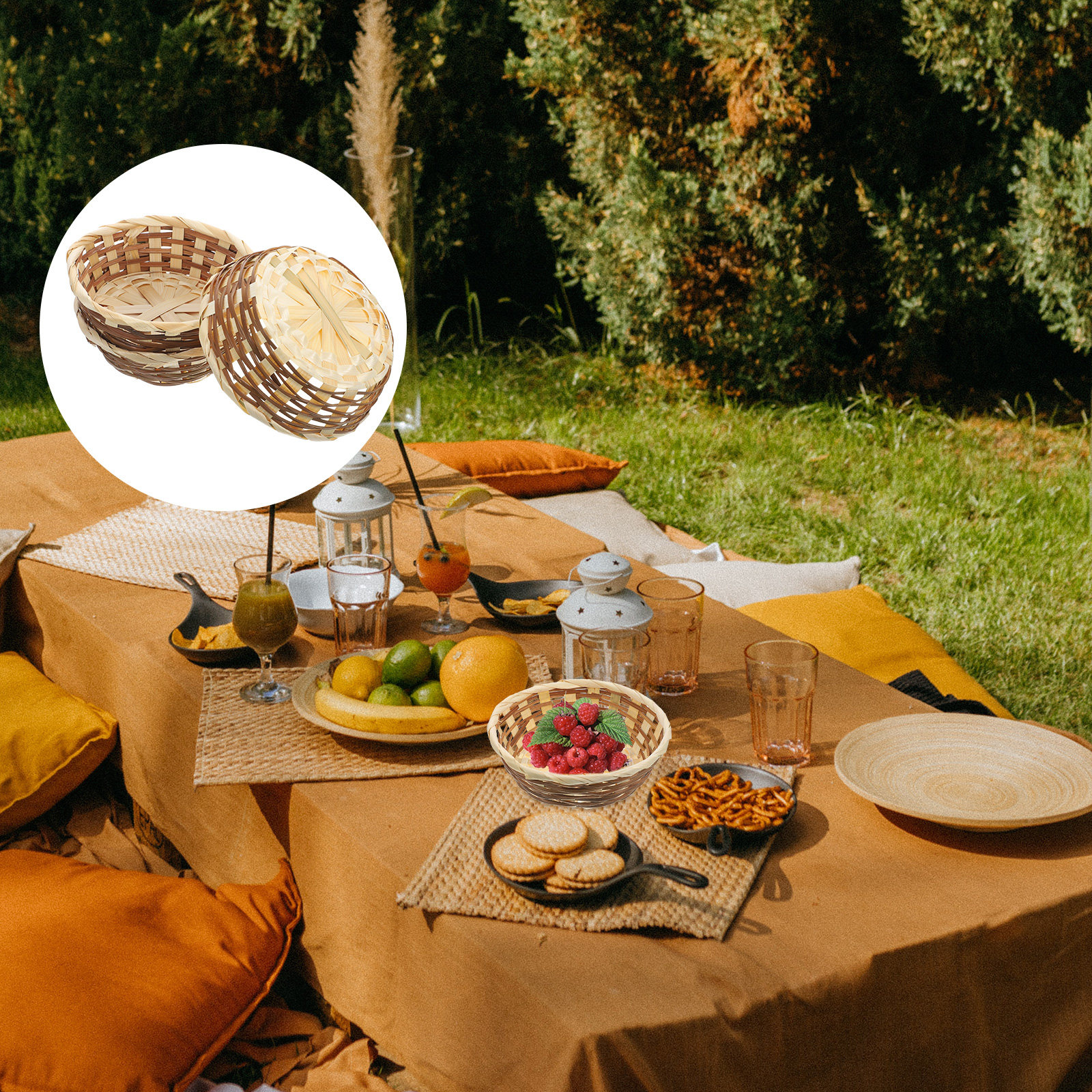 Homemade Food Snacks - 3Pcs Hand Made Bamboo Woven Basket