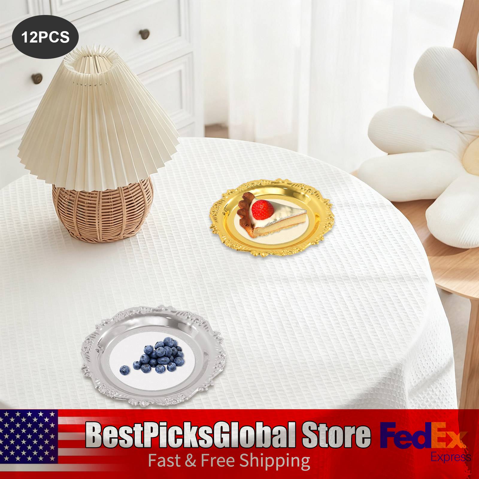 6 PCS Metal Snack Plates Gold/ - đánh giá và giá Food Snacks Options