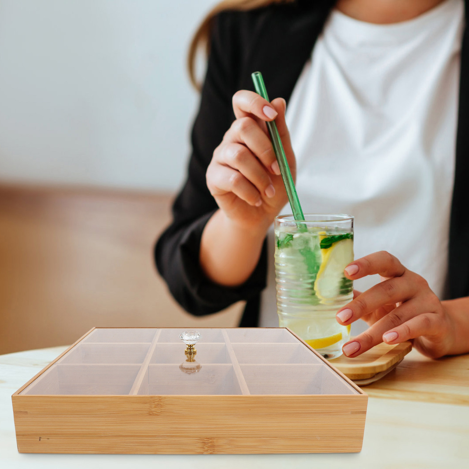 Bamboo Serving Tray with Compa - đánh giá và giá Food And Snacks Ideas