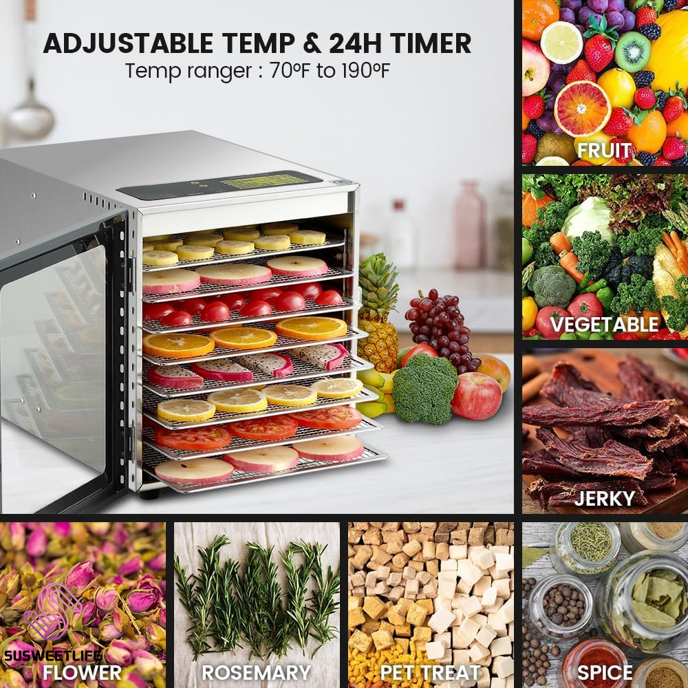 Large Capacity 8-Tray Food Deh - đánh giá và giá Food Snacks Healthy