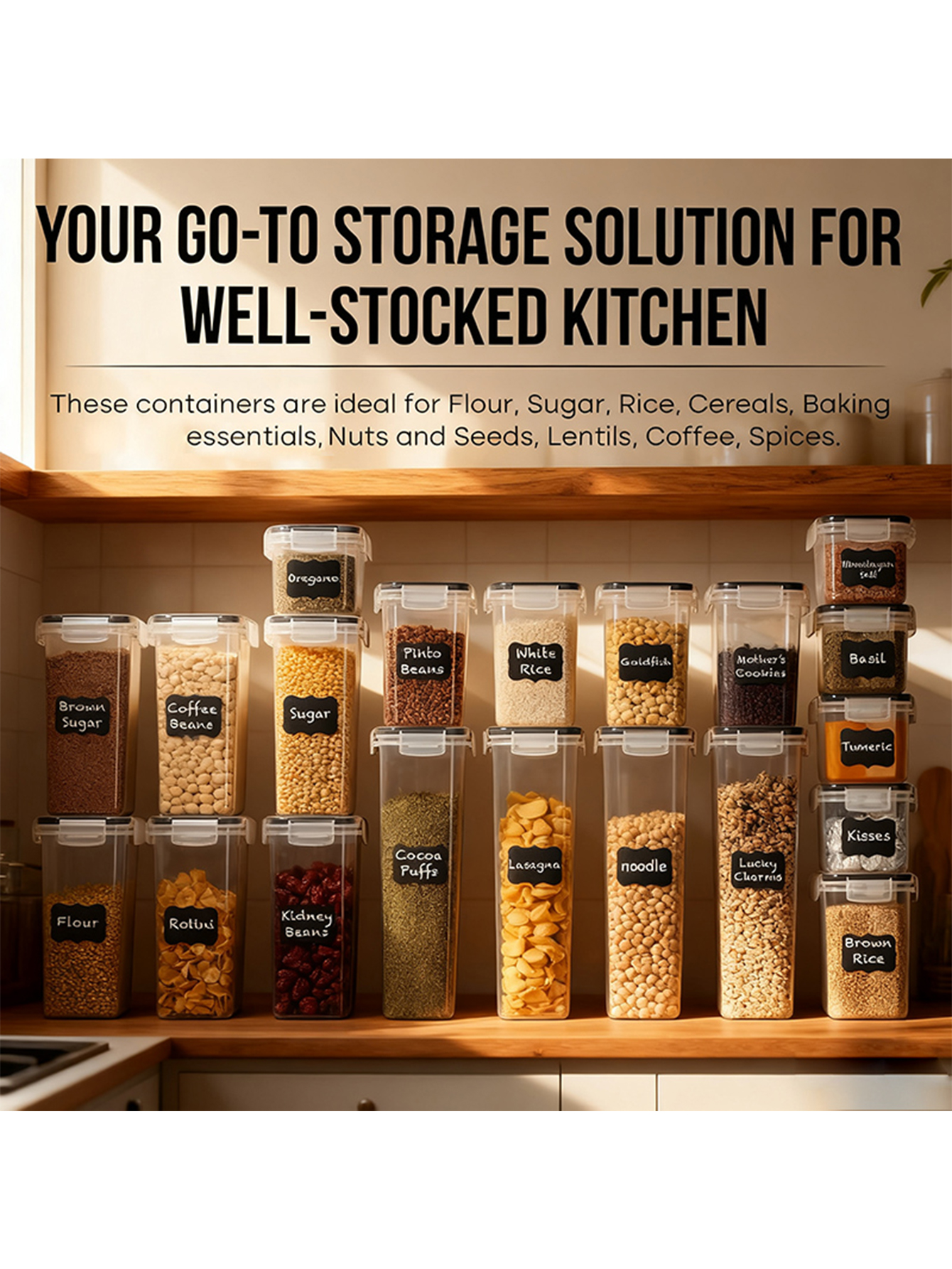 30PCS-Airtight storage bins, m - đánh giá và giá Snacks Food Labels