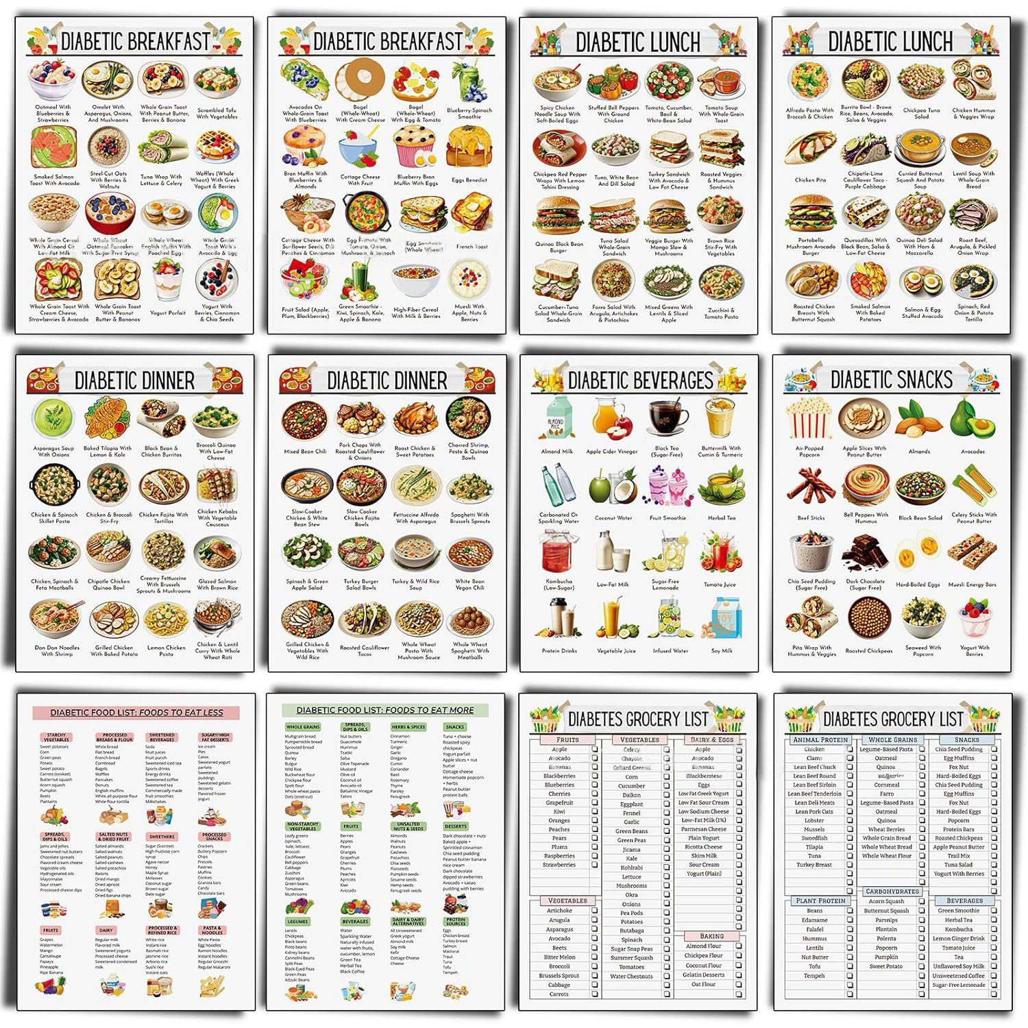 12pcs Diabetic Meal Planner Un - đánh giá và giá Food Snacks Healthy