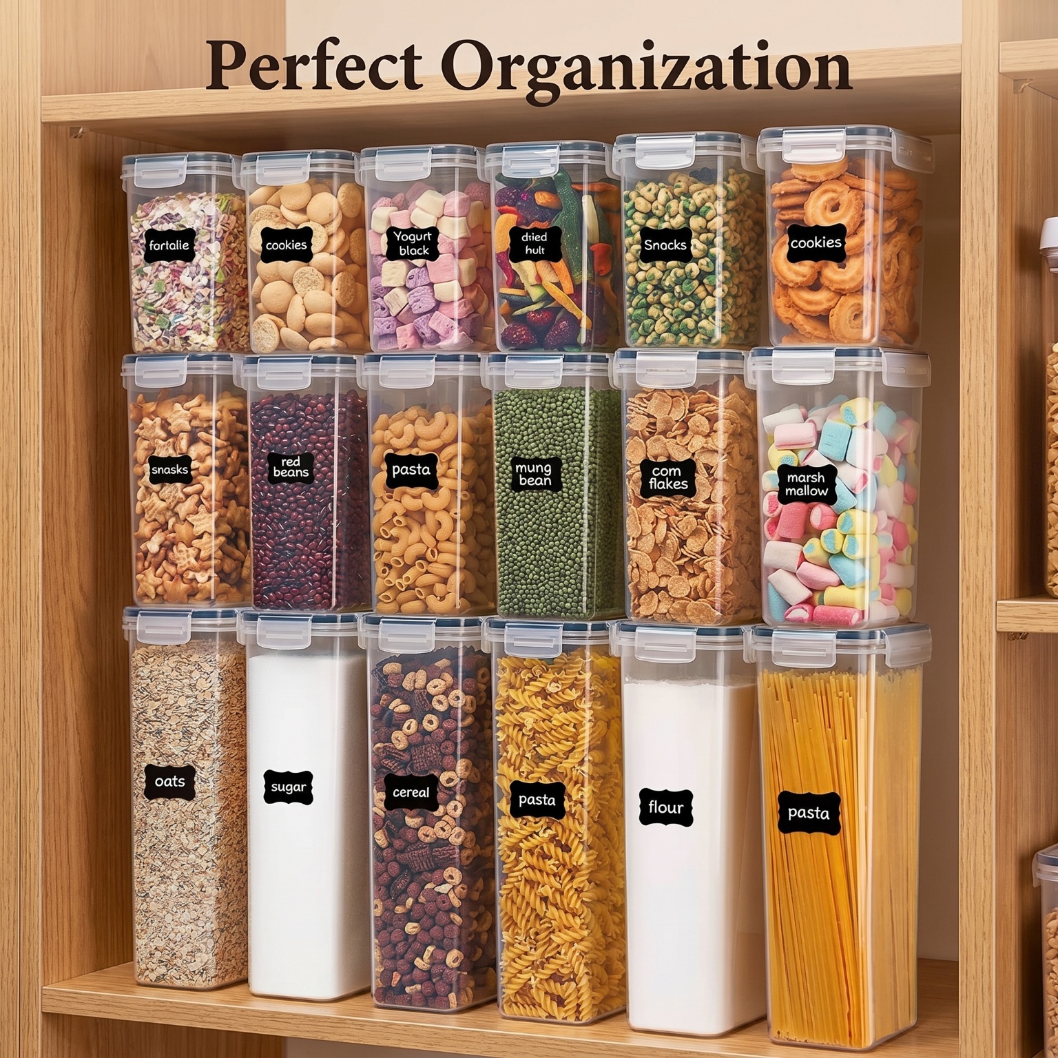 24 Pack Airtight Cereal Storag - đánh giá và giá Snacks Food Labels