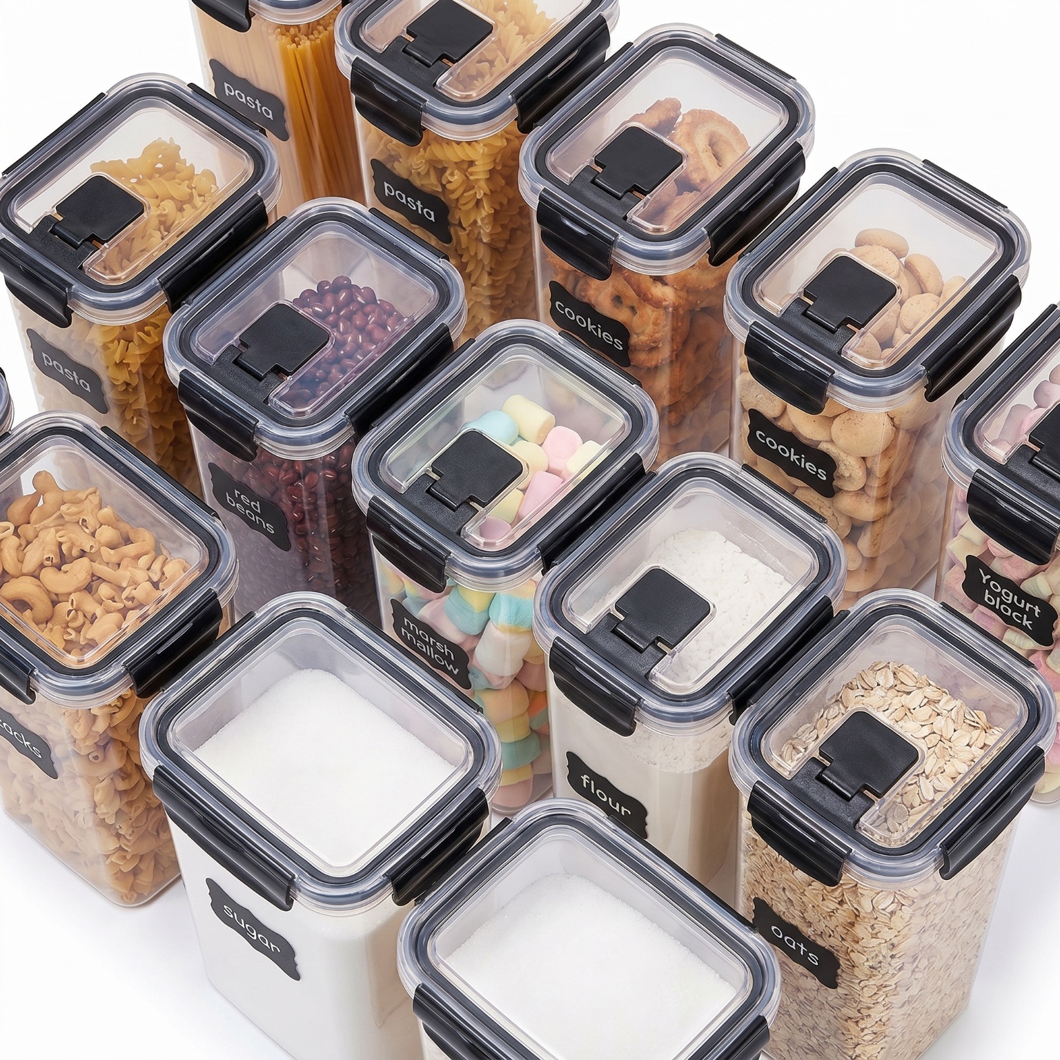 24 Pack Airtight Cereal Storag - đánh giá và giá Snacks Food Labels