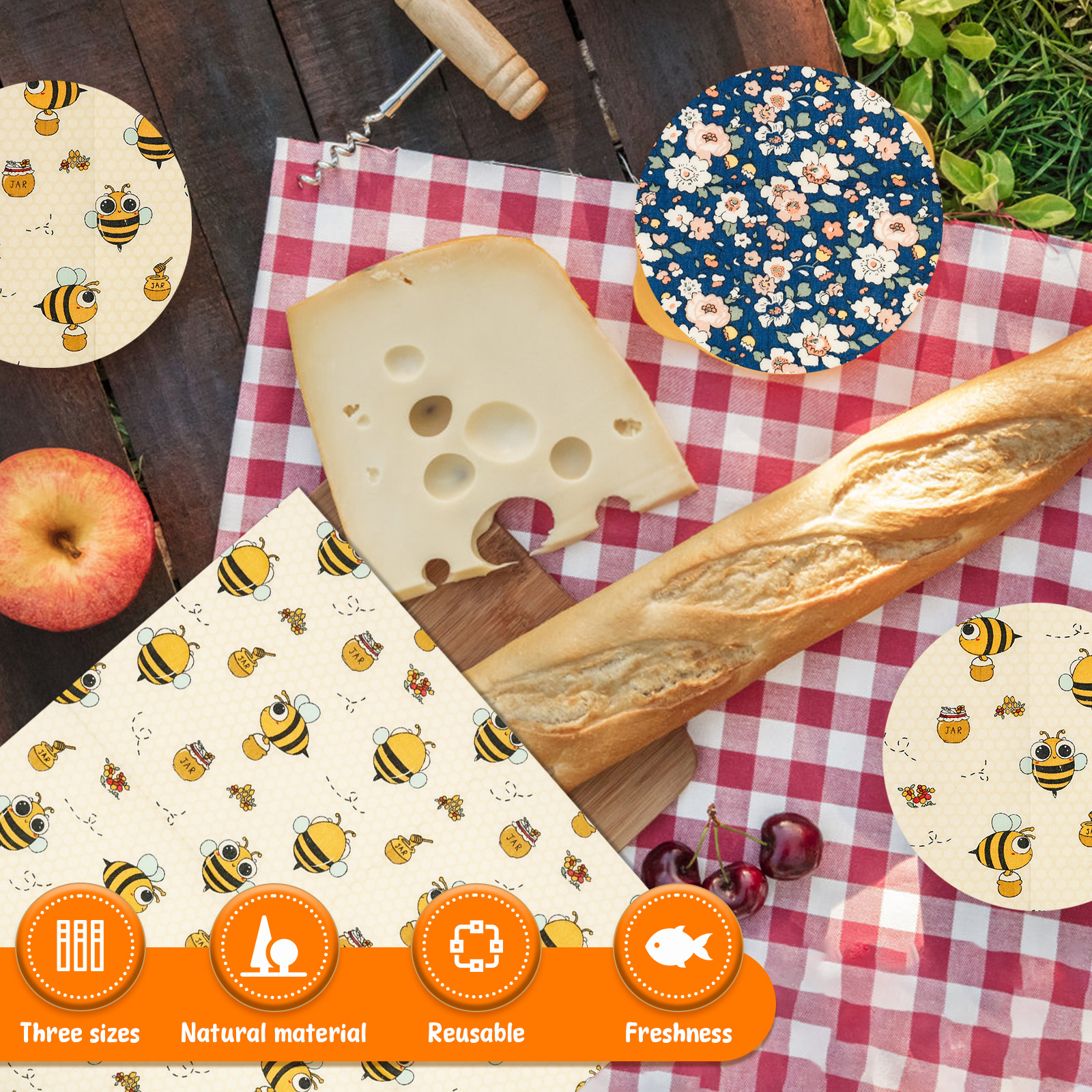 9Pcs Beeswax Food Wraps 3 Size - đánh giá và giá Food And Snacks For Picnic