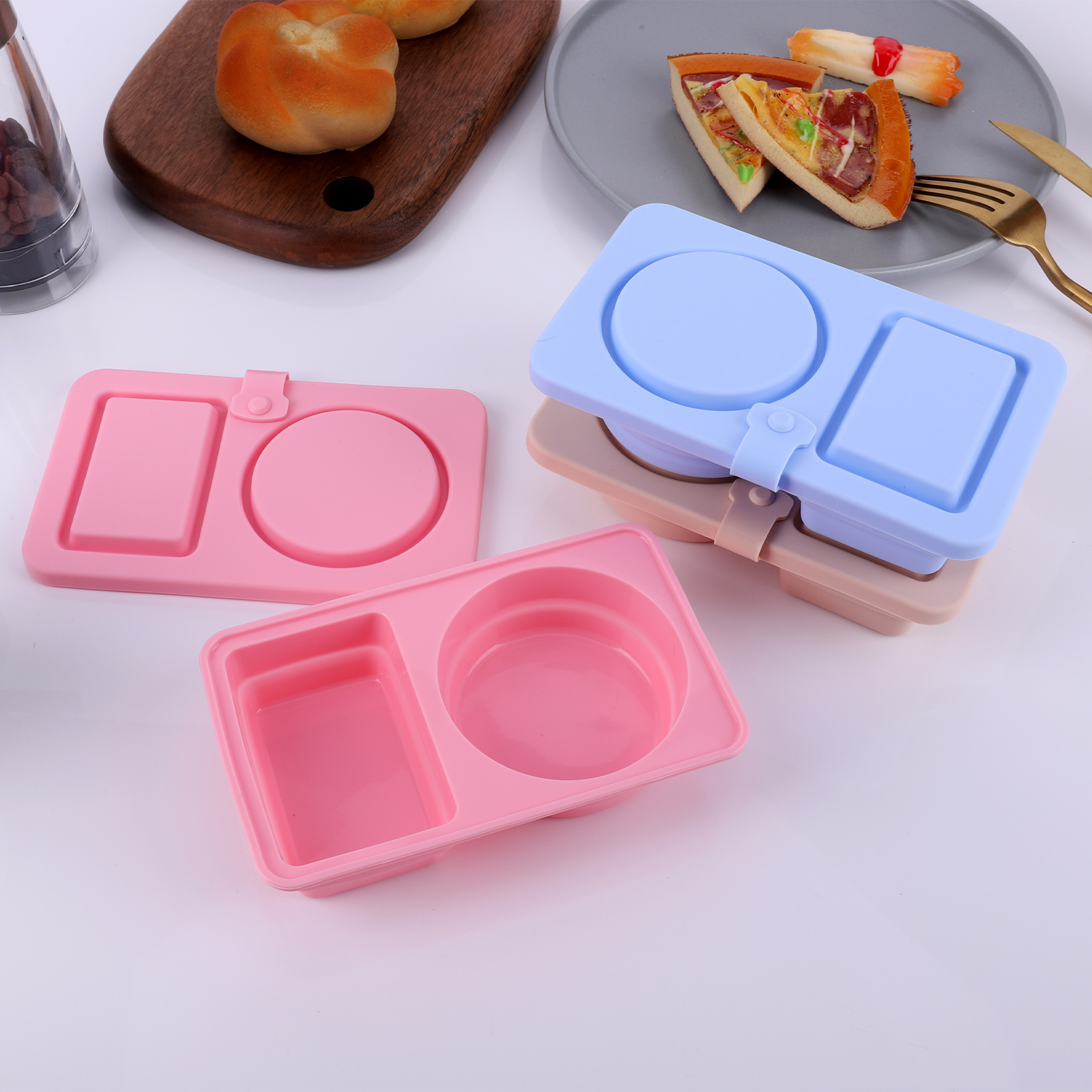 3Pcs 2 Compartment Silicone Sn - đánh giá và giá Food And Snacks For Picnic