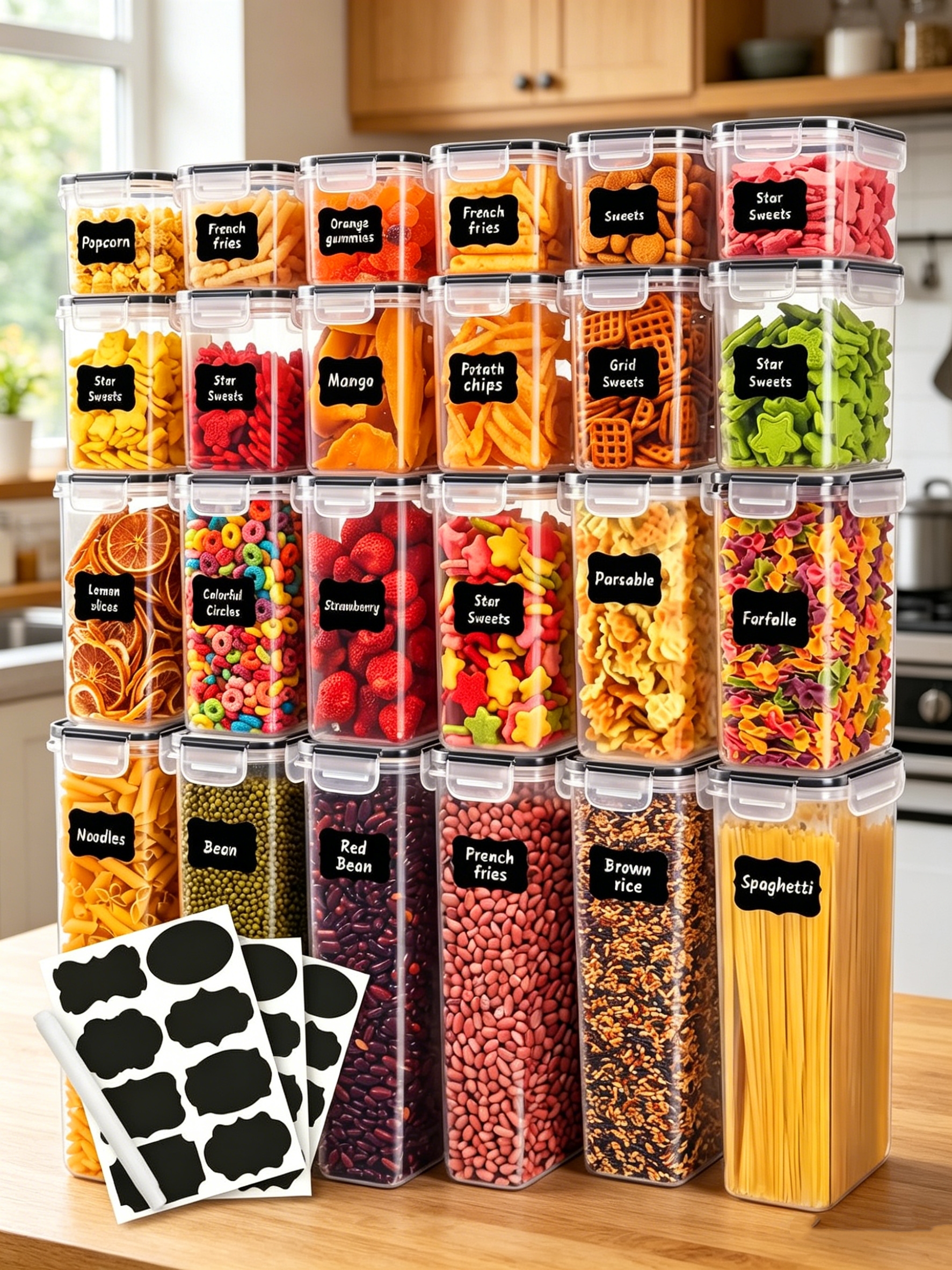42PCS-Kitchen,Airtight food st - đánh giá và giá Snacks Food Labels