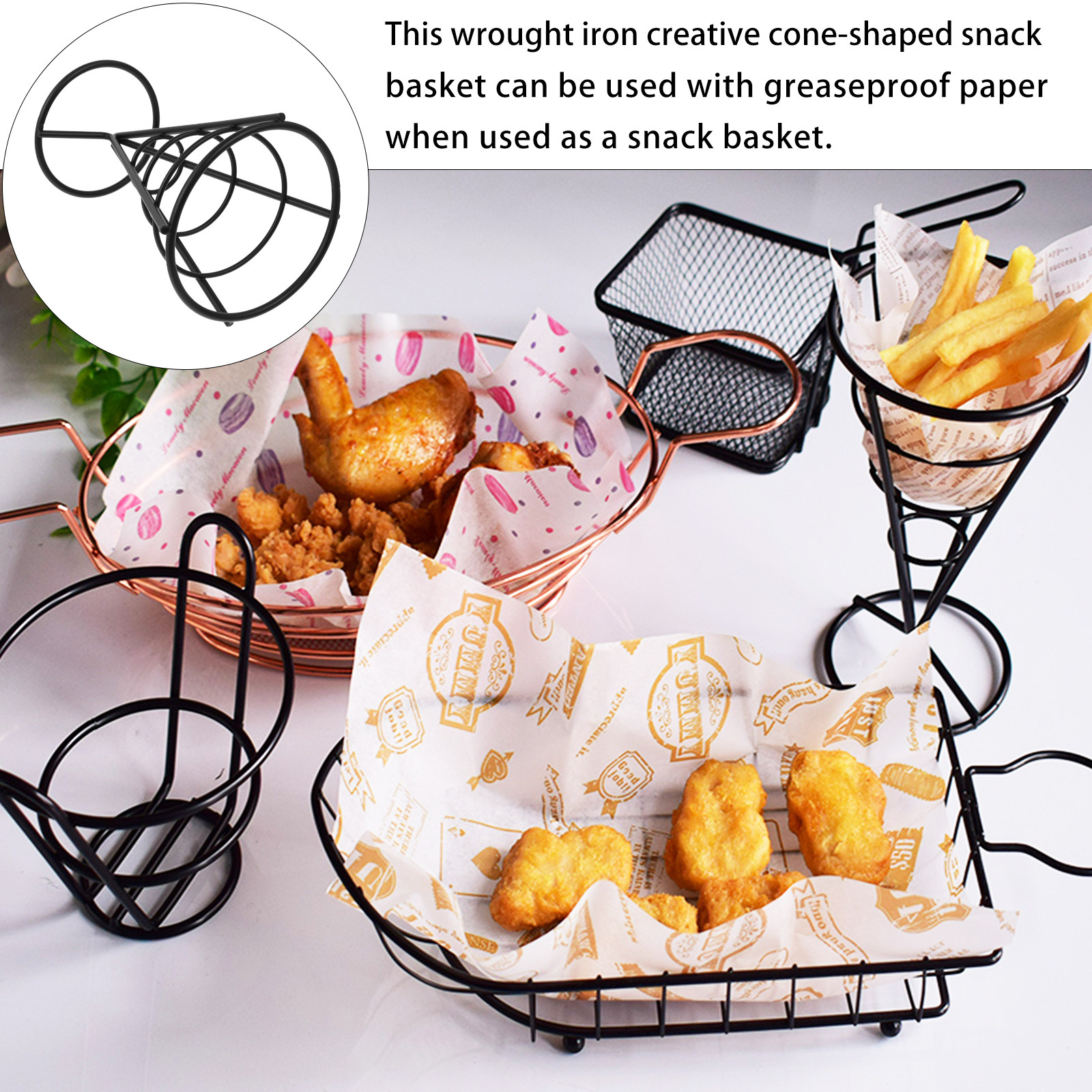 1Pcs Sturdy Iron Cone Basket F - đánh giá và giá Food Snacks Healthy