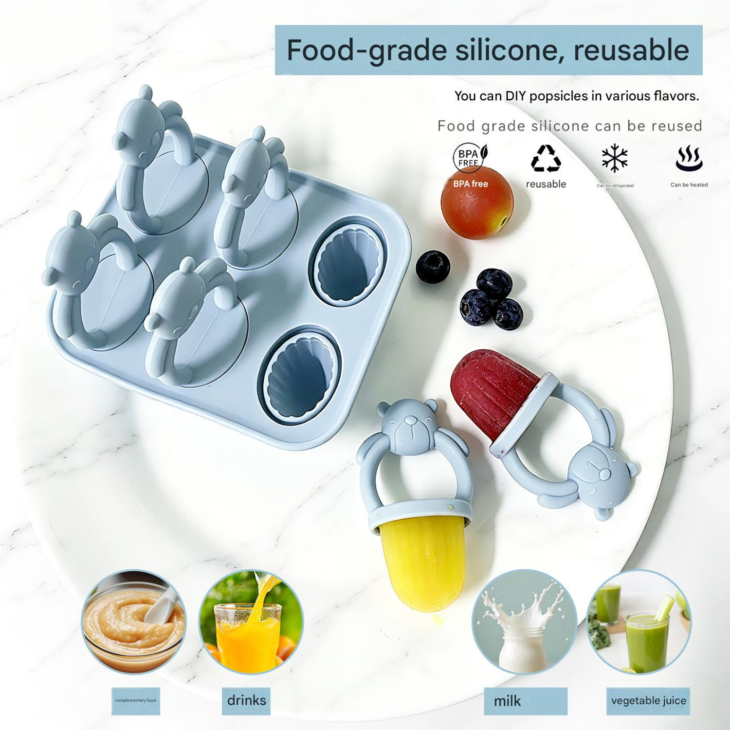 6-compartment silicone bear po - đánh giá và giá Homemade Food Snacks