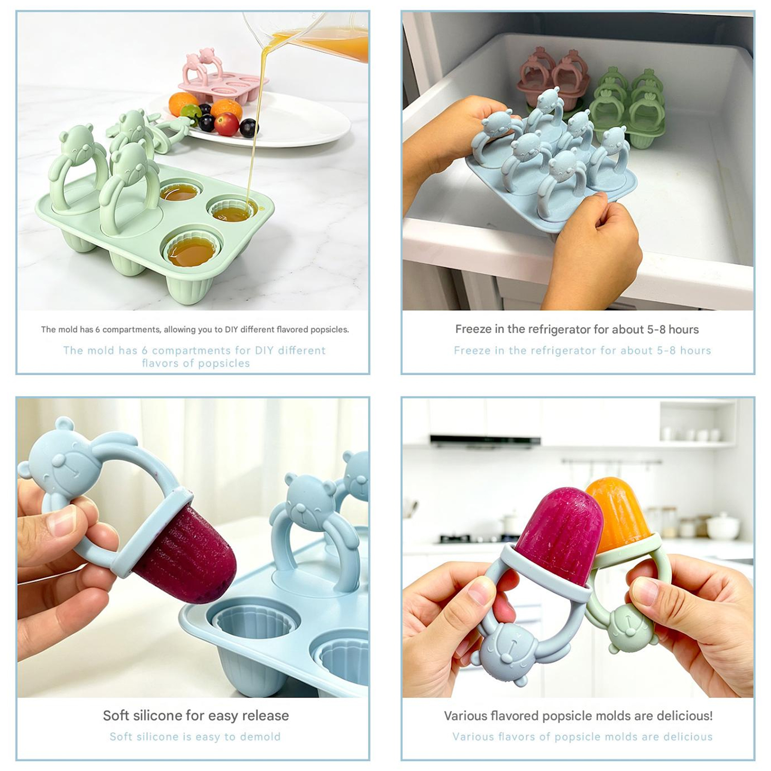 6-compartment silicone bear po - đánh giá và giá Homemade Food Snacks